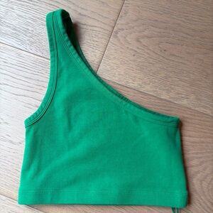 Zara Green Asymmetrical Sleeveless Crop Tank Top